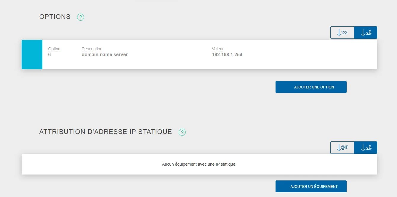 Bail statique sur la box